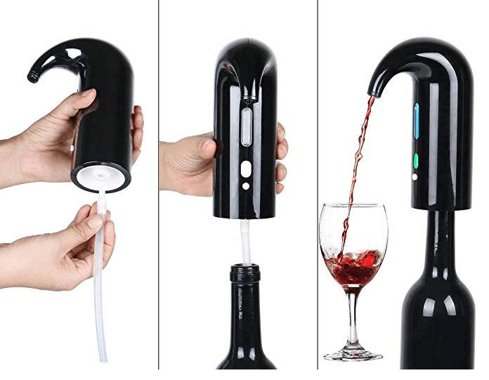 smart wine aerator, wine gifts for her, action shot 2